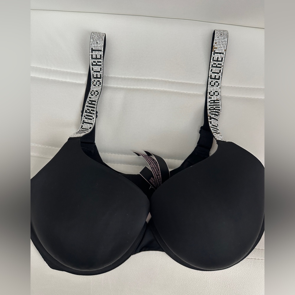 Victoria's Secret Black Bra with Bling Straps 36 DD